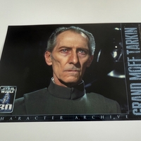 Peter Cushing signed card with Grand Moff Tarkin unsigned photo