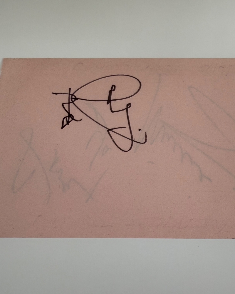 Peter Cushing signed card with Grand Moff Tarkin unsigned photo