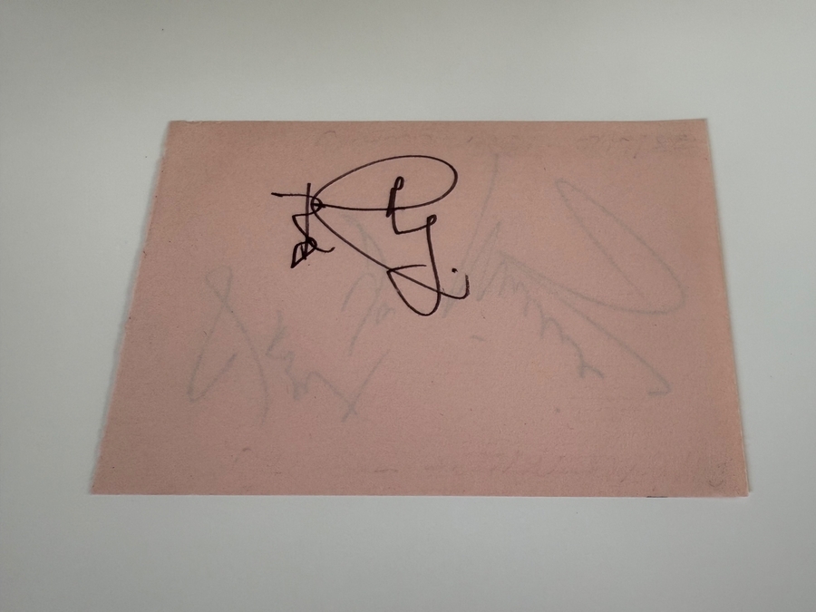 Peter Cushing signed card with Grand Moff Tarkin unsigned photo
