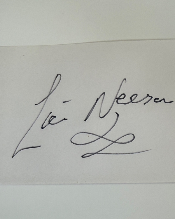 Liam Neeson signed card
