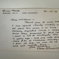Alec Guinness handwritten card