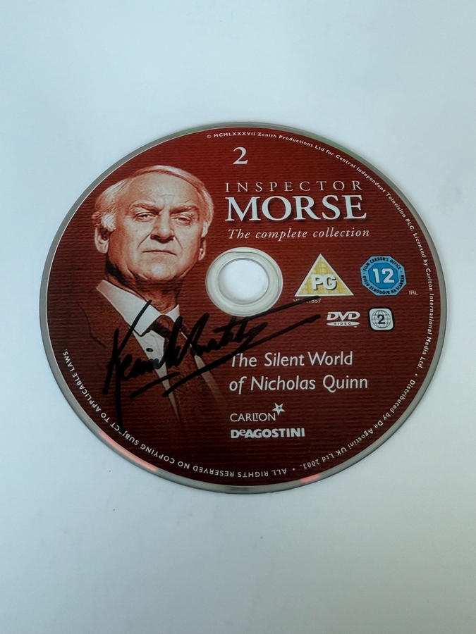 Inspector Morse - The Silent World of Nicholas Quinn DVD disc signed- signed by Kevin Whately