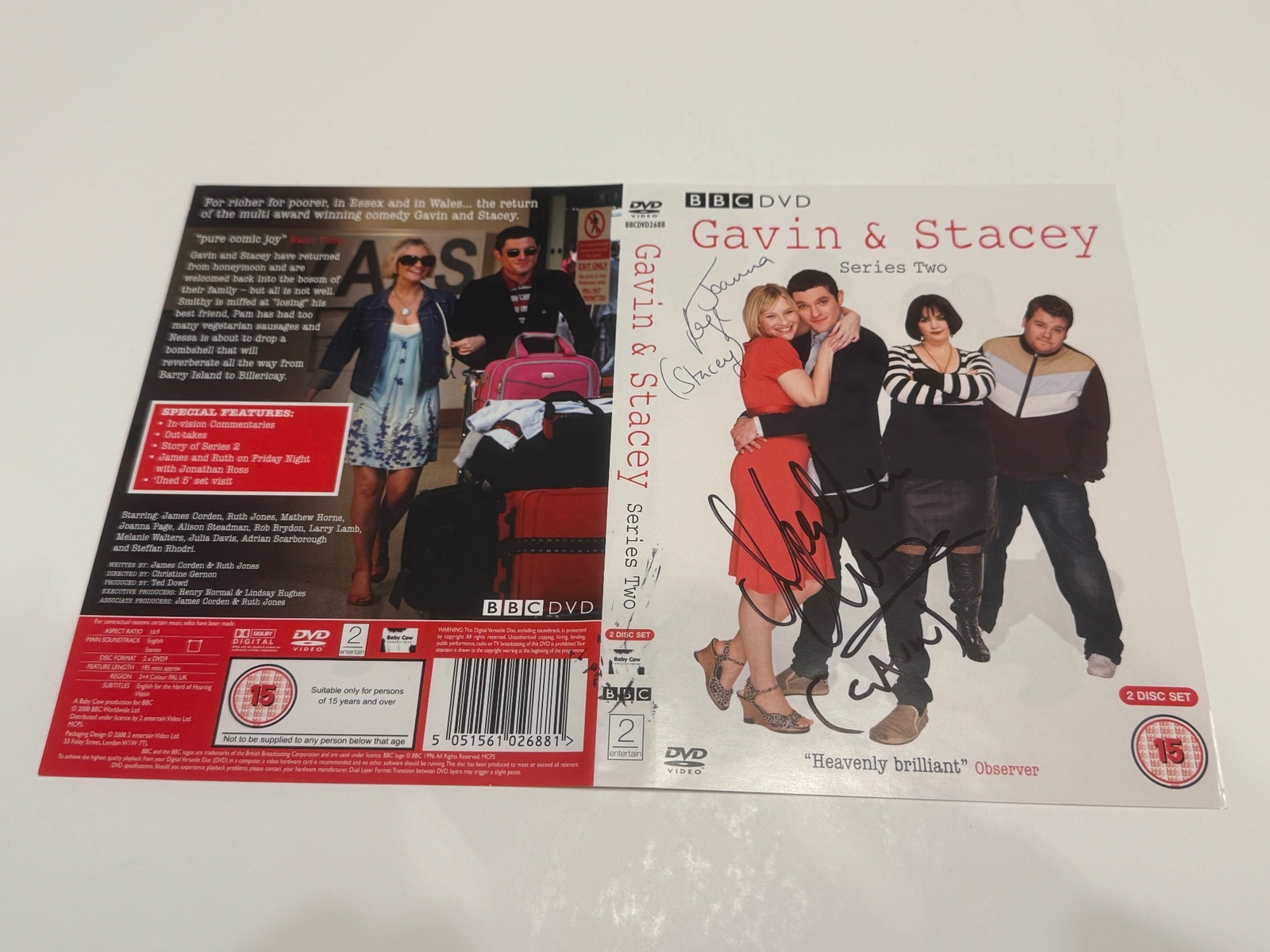 Gavin and Stacey - Series 2 DVD cover signed by Matthew Horne (Gavin) and Joanna Page (Stacey). DVD sleeve only
