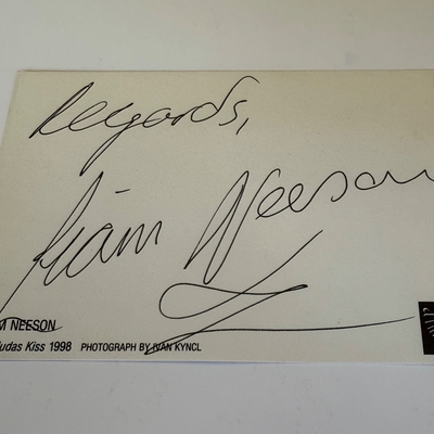 Liam Neeson signed card