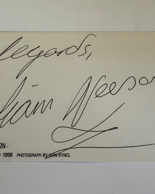 Liam Neeson signed card