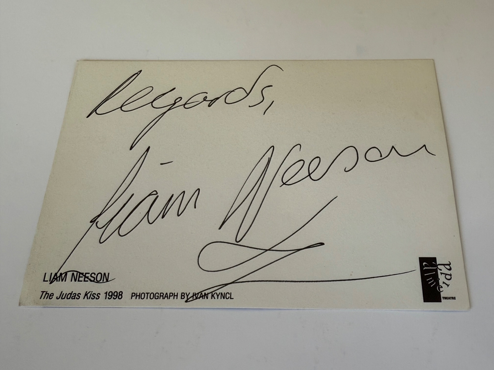 Liam Neeson signed card
