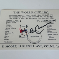The World Cup 1966 Commemorative stamp signed by Franz Beckenbauer.