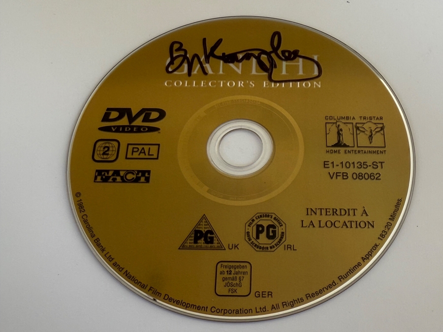 Gandhi DVD Disc signed by Ben Kingsley. Disc only