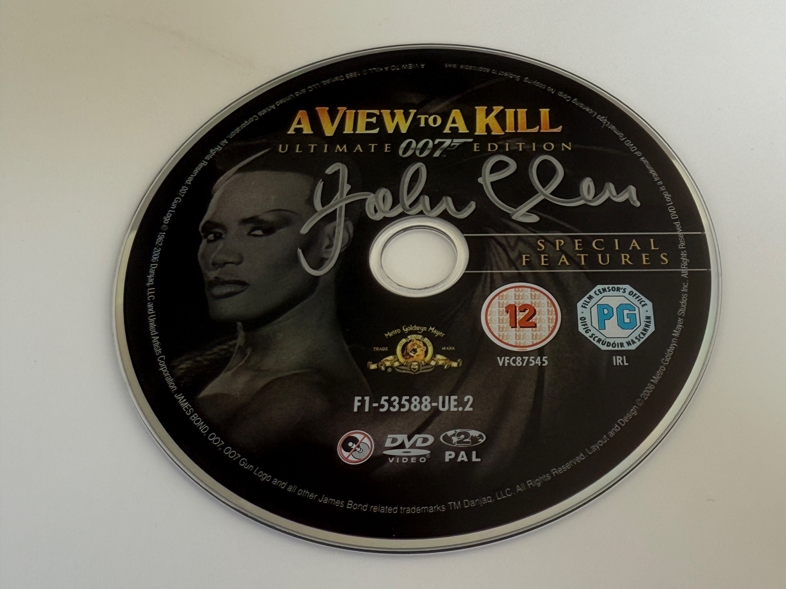 A View To A Kill DVD signed by John Glen. Disc only