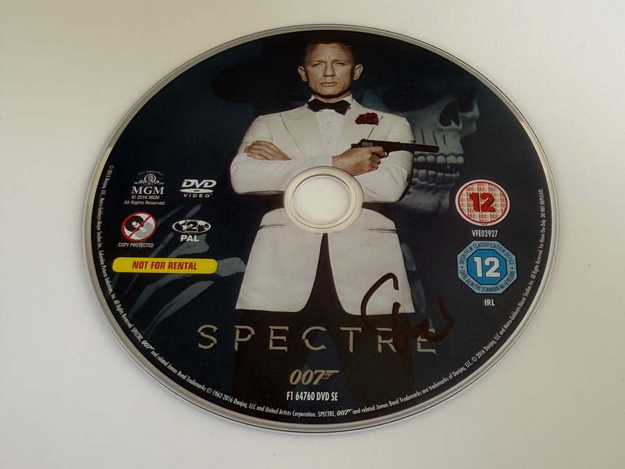 Spectre DVD signed by Christoph Waltz. Disc only