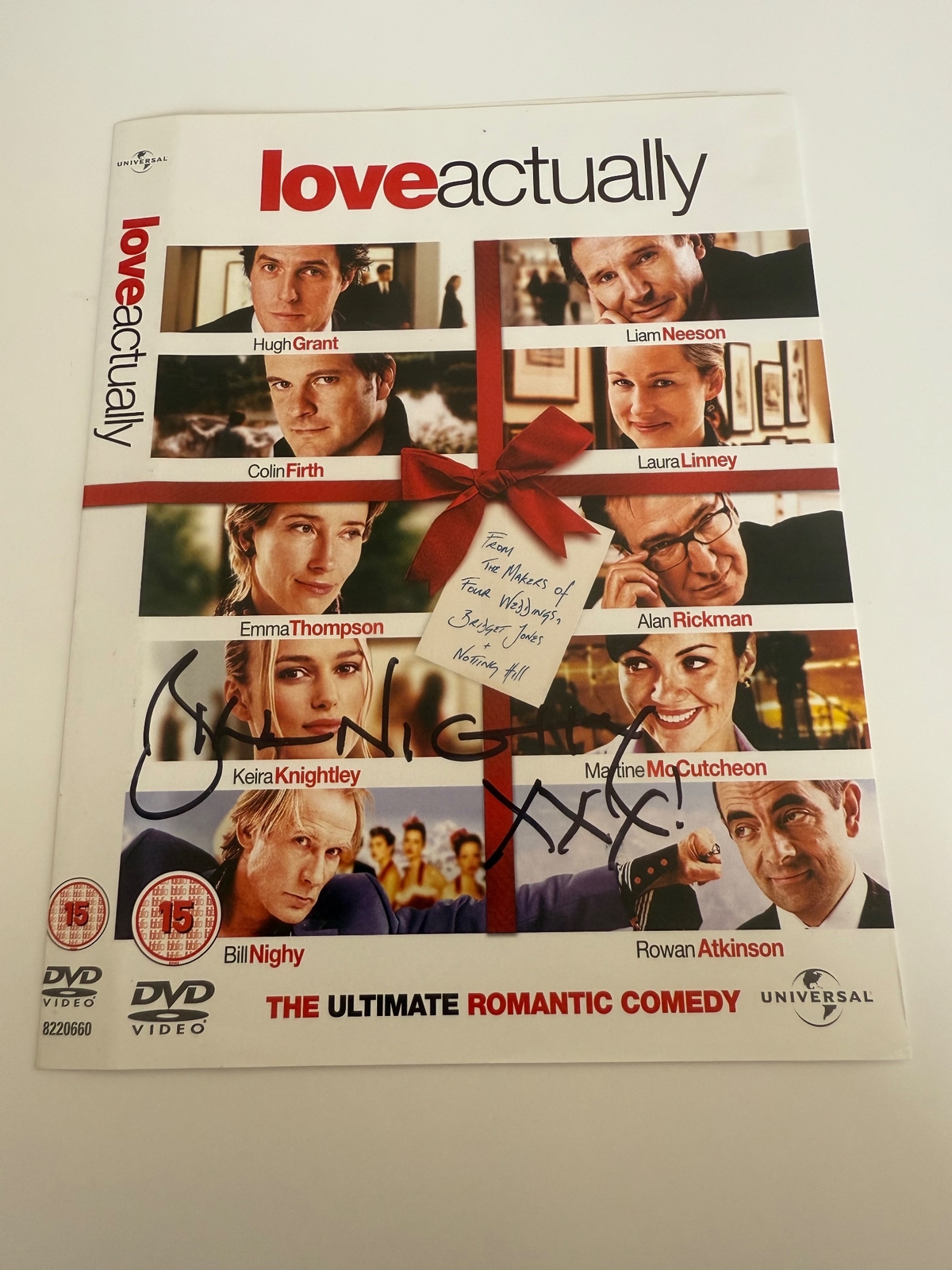 Love Actually DVD sleeve - signed by Bill Nighy. DVD cover only