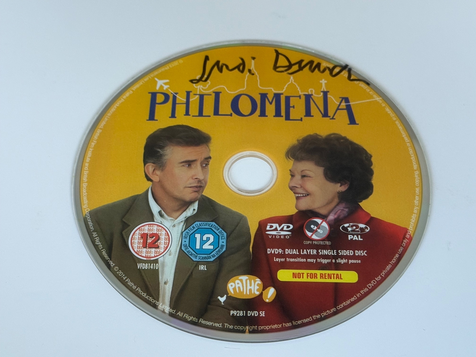 Philomena DVD signed by Judi Dench. DVD Disc only