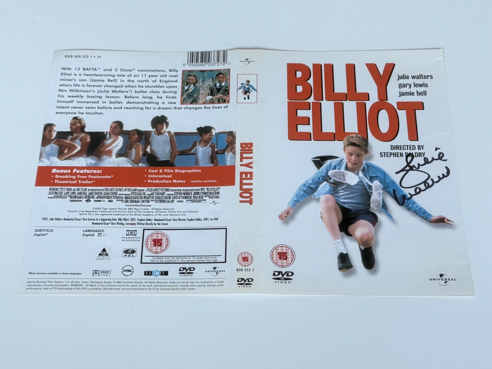 Billy Elliott DVD cover signed by Julie Walters. DVD sleeve only
