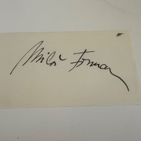 Milos Forman signed card