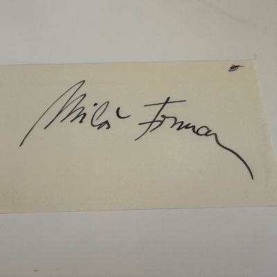 Milos Forman signed card