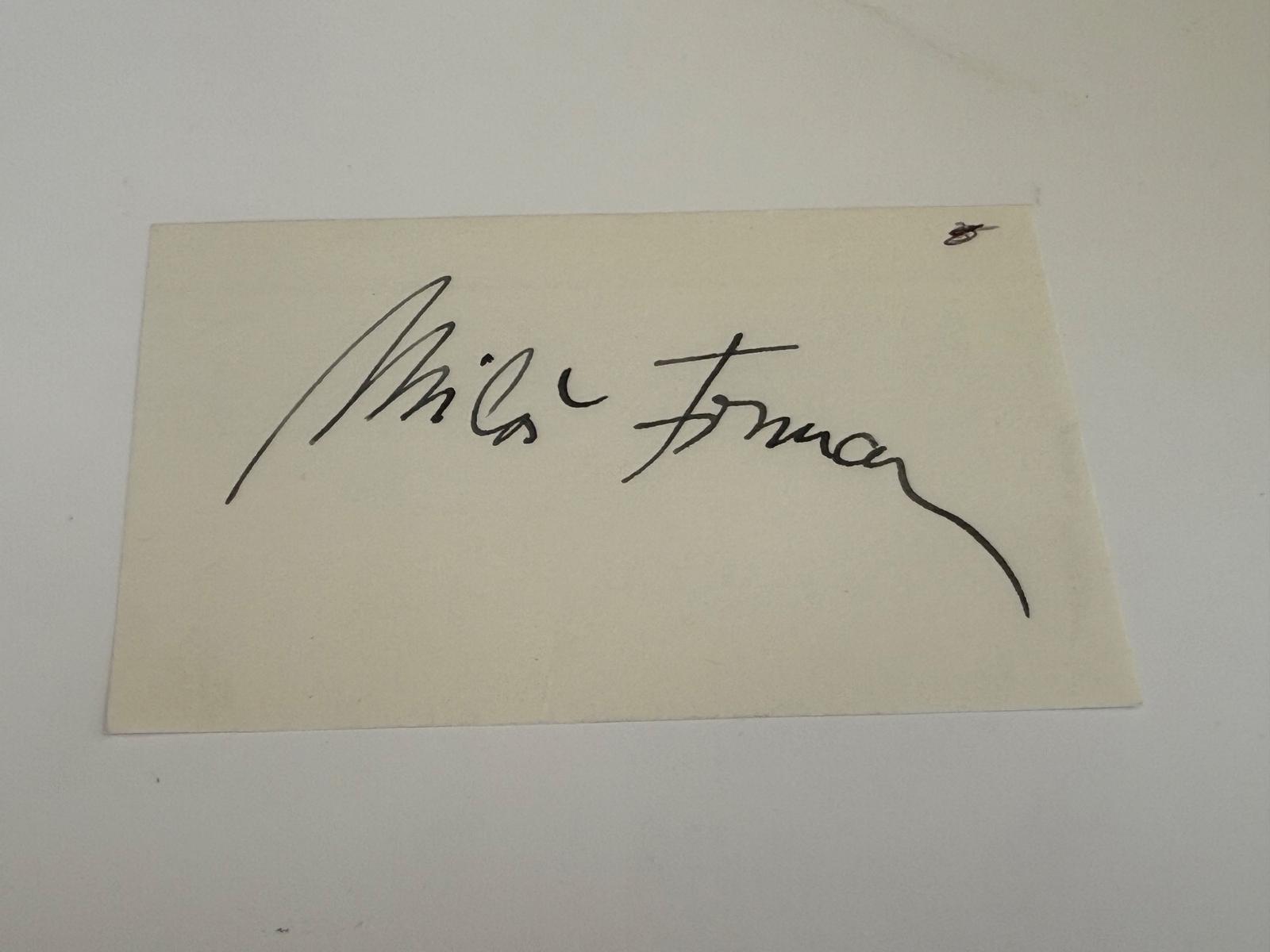 Milos Forman signed card