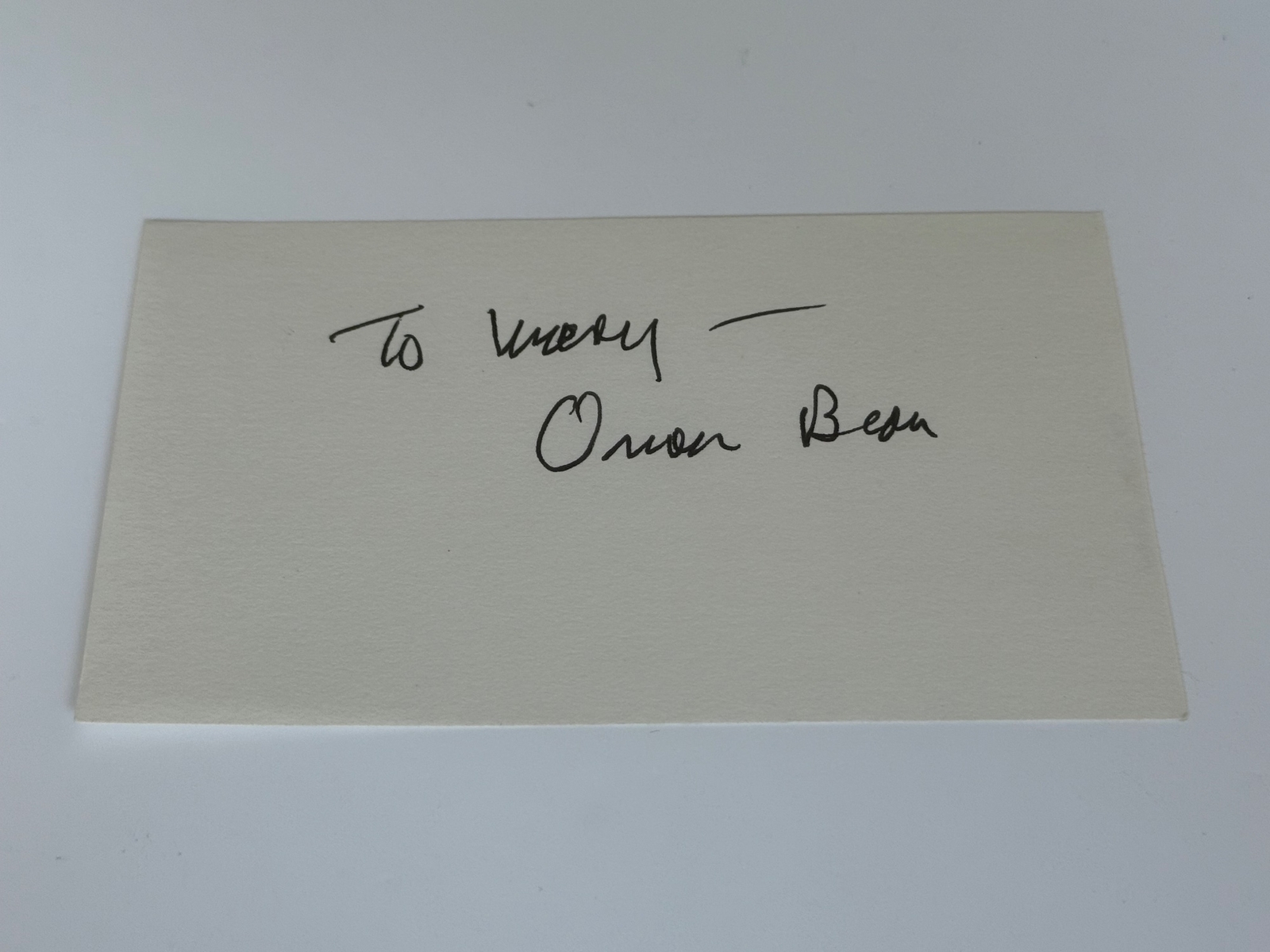 Orson Bean signed card