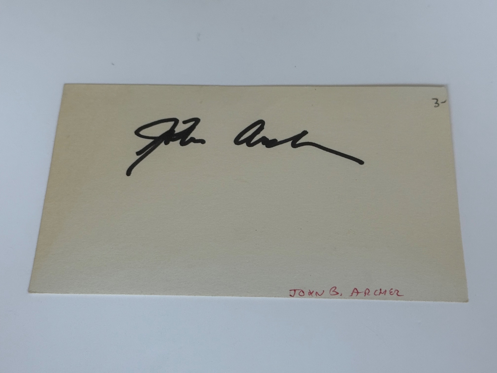John B Archer signed card