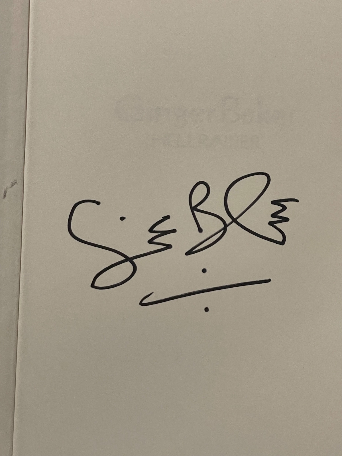 Ginger Baker signed Hellraiser hardback book