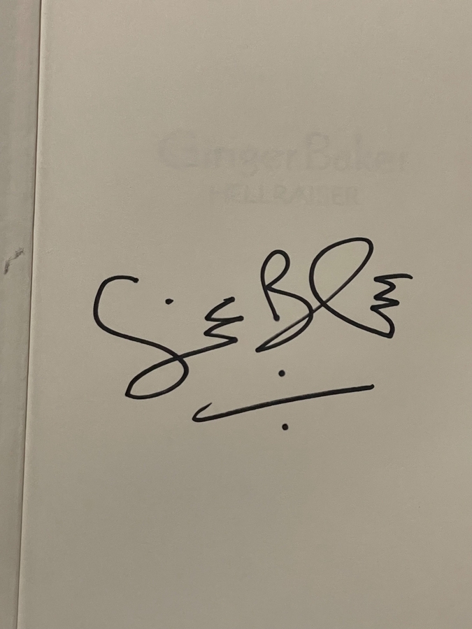 Ginger Baker signed Hellraiser hardback book