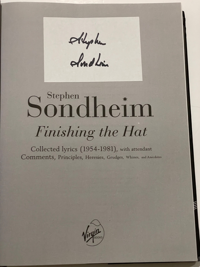 Stephen Sondheim signed Finishing The Hat hardback book