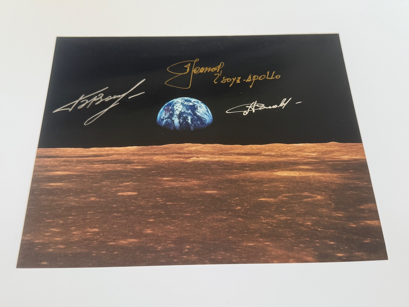 photograph signed by Cosmonauts Alexei Leonov, Boris Volynov and Anatoly Solovyov