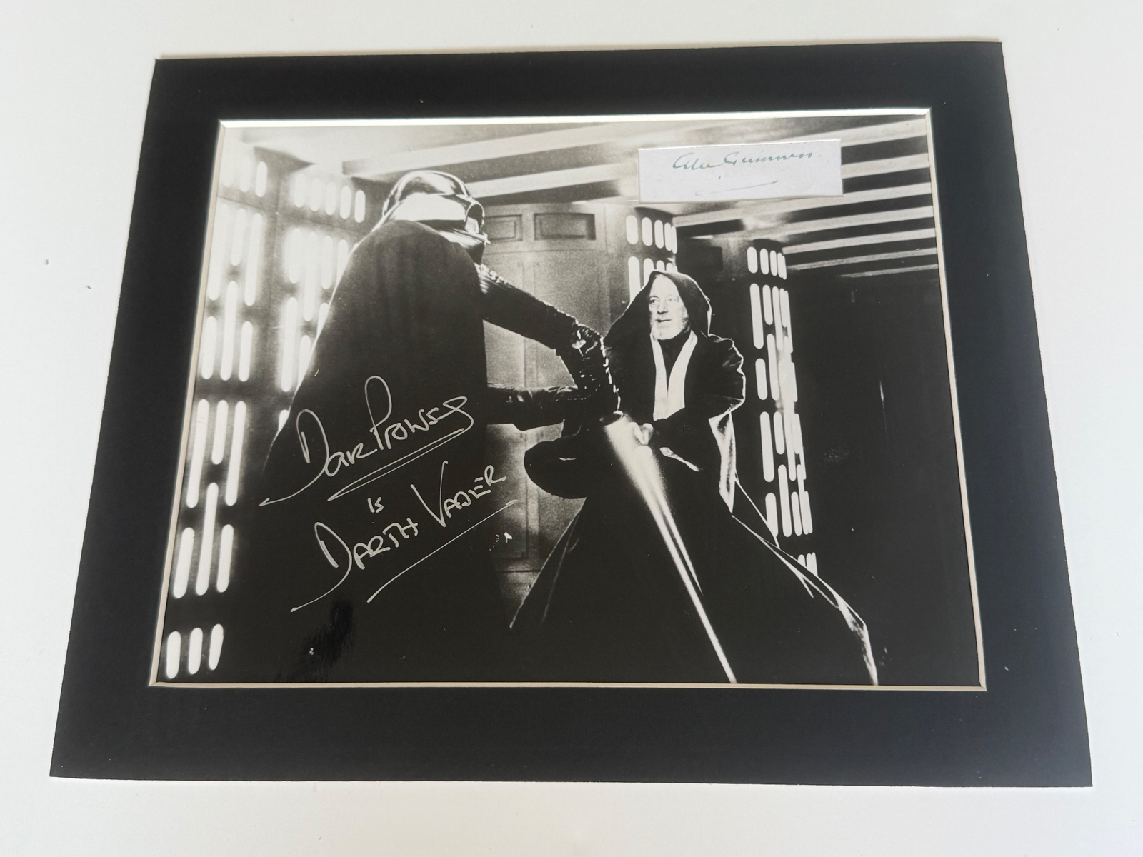 Presentation signed by David Prowse with signed insert of Alec Guinness