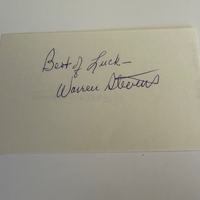 Warren Stevens signed card