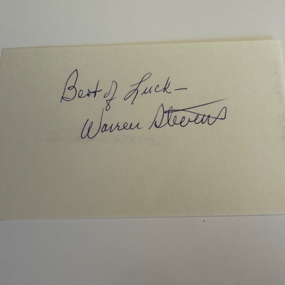 Warren Stevens signed card
