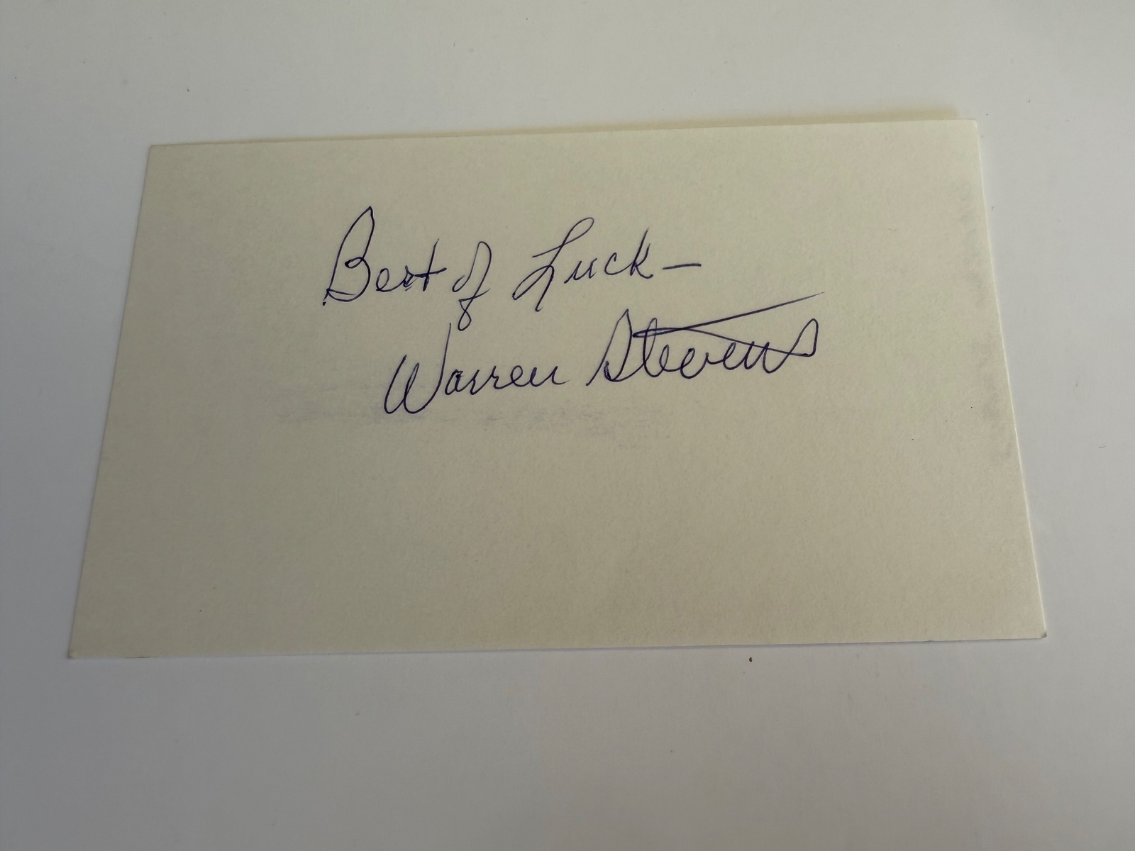Warren Stevens signed card