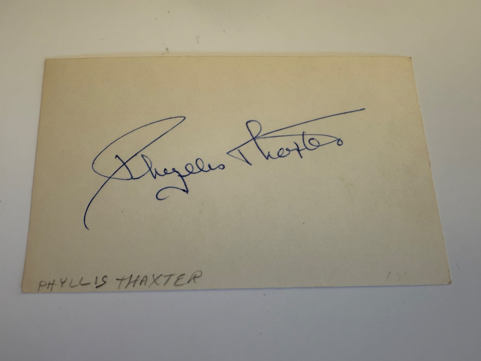Phyllis Thaxter signed card