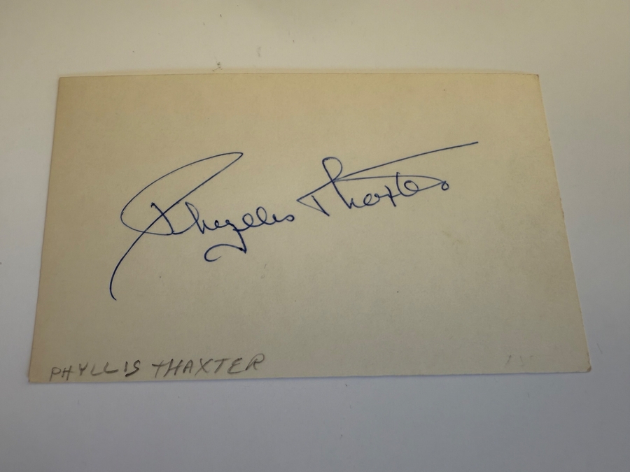 Phyllis Thaxter signed card