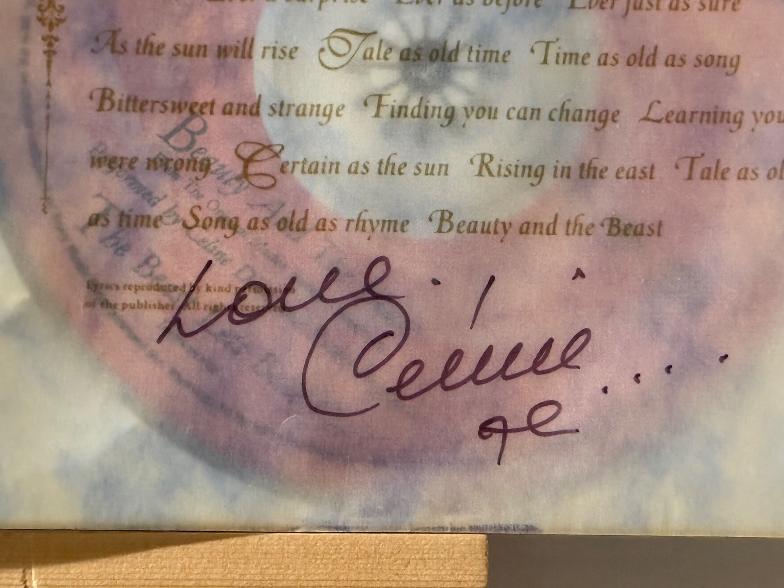 Celine Dion. Beauty and the Beast CD. Signed by Celine Dion