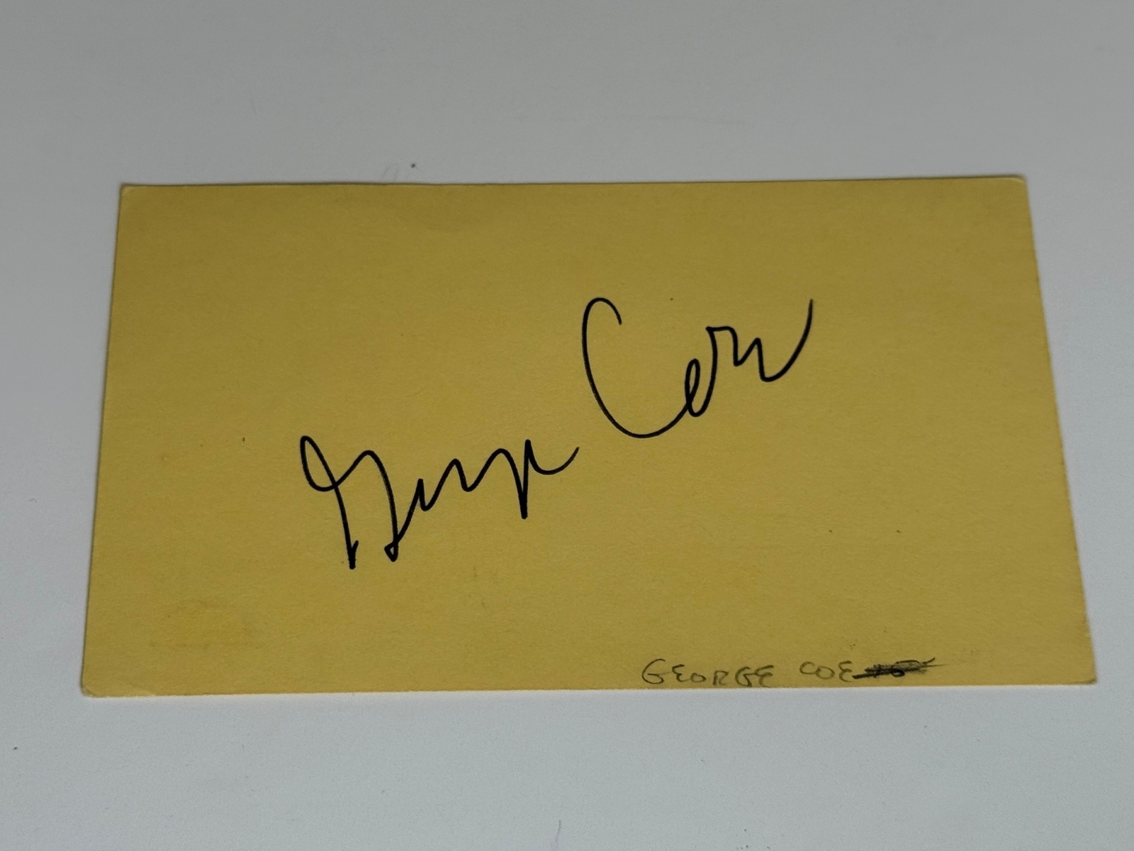 George Coe signed card