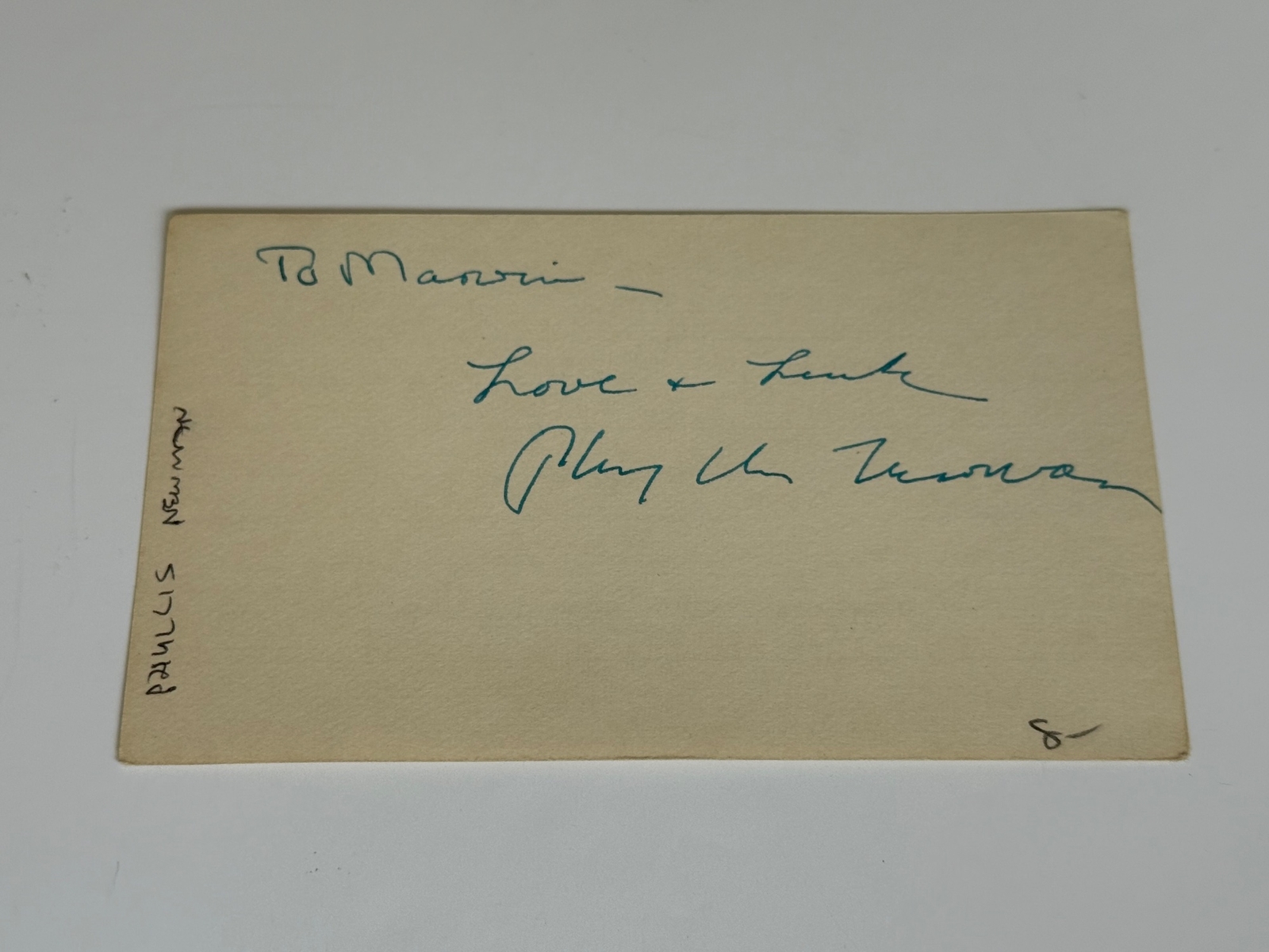 Phyllis Newman signed card