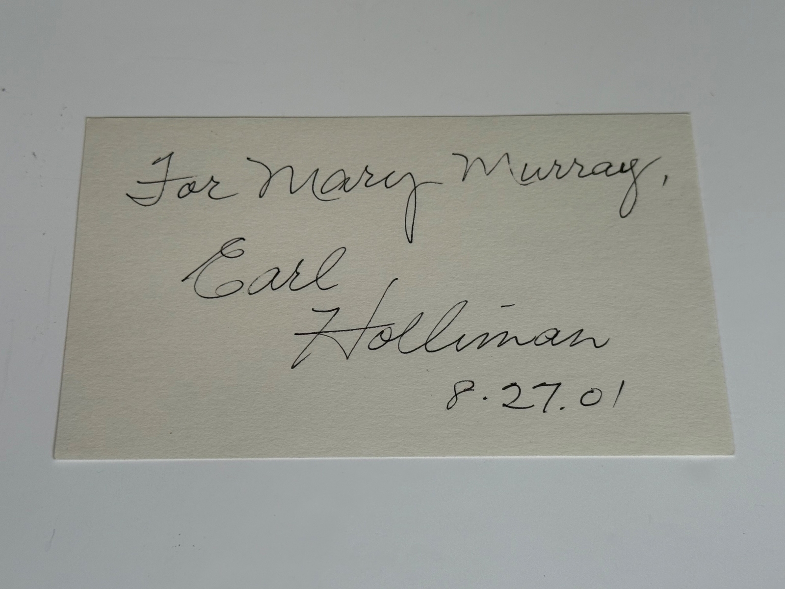 Earl Holliman signed card