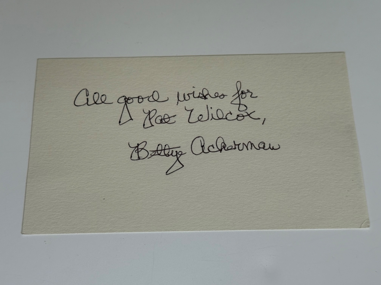 Bettye Ackerman signed card