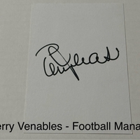 Terry Venables signed signed card