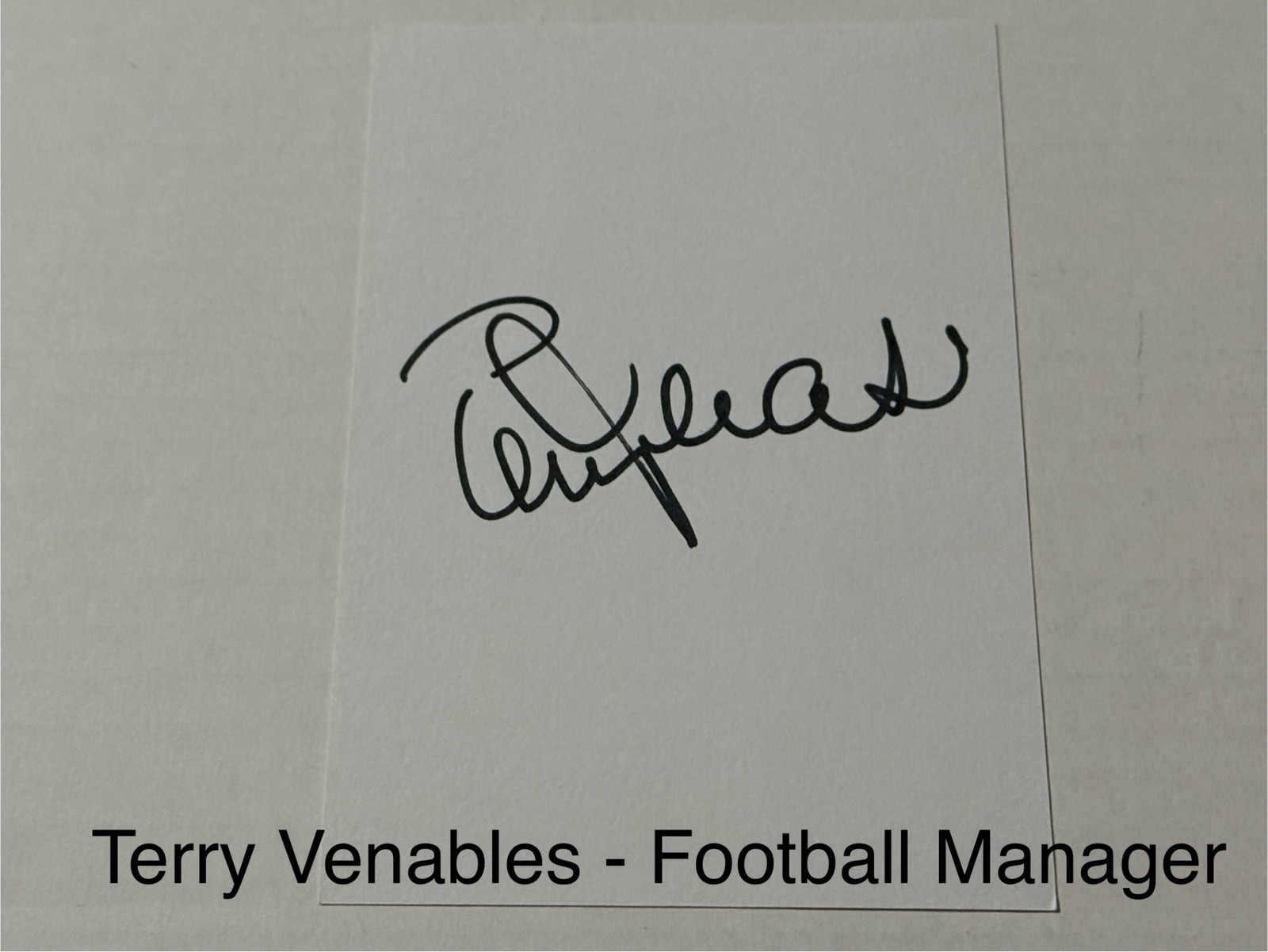 Terry Venables signed signed card
