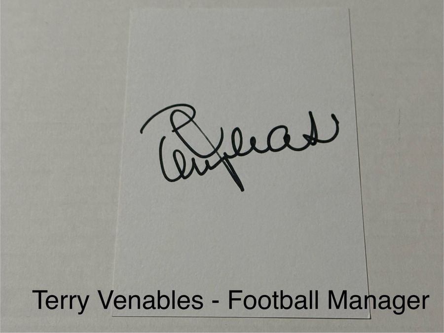 Terry Venables signed signed card