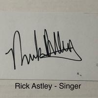 Rick Astley signed signed card