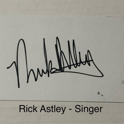 Rick Astley signed signed card