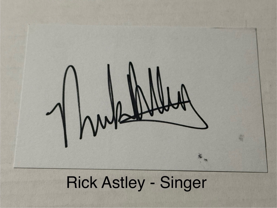 Rick Astley signed signed card