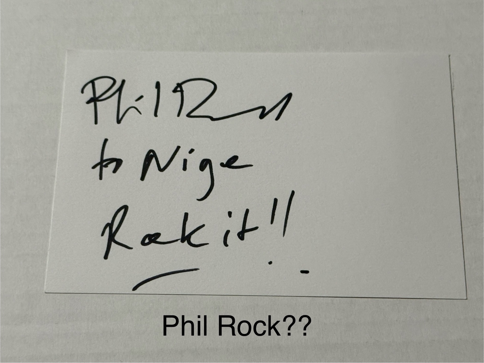 Phil Rock signed signed card