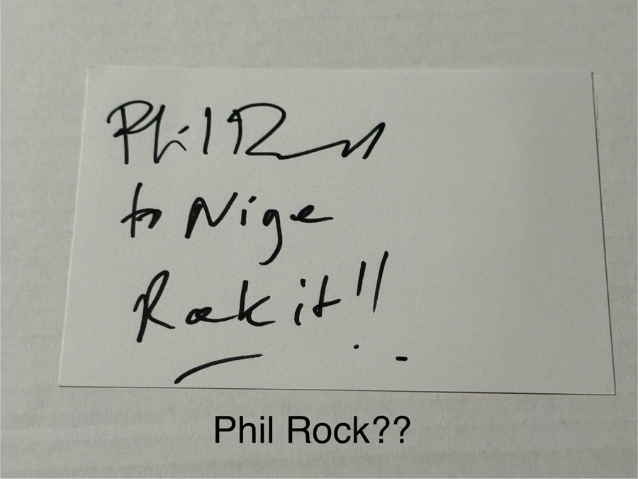 Phil Rock signed signed card