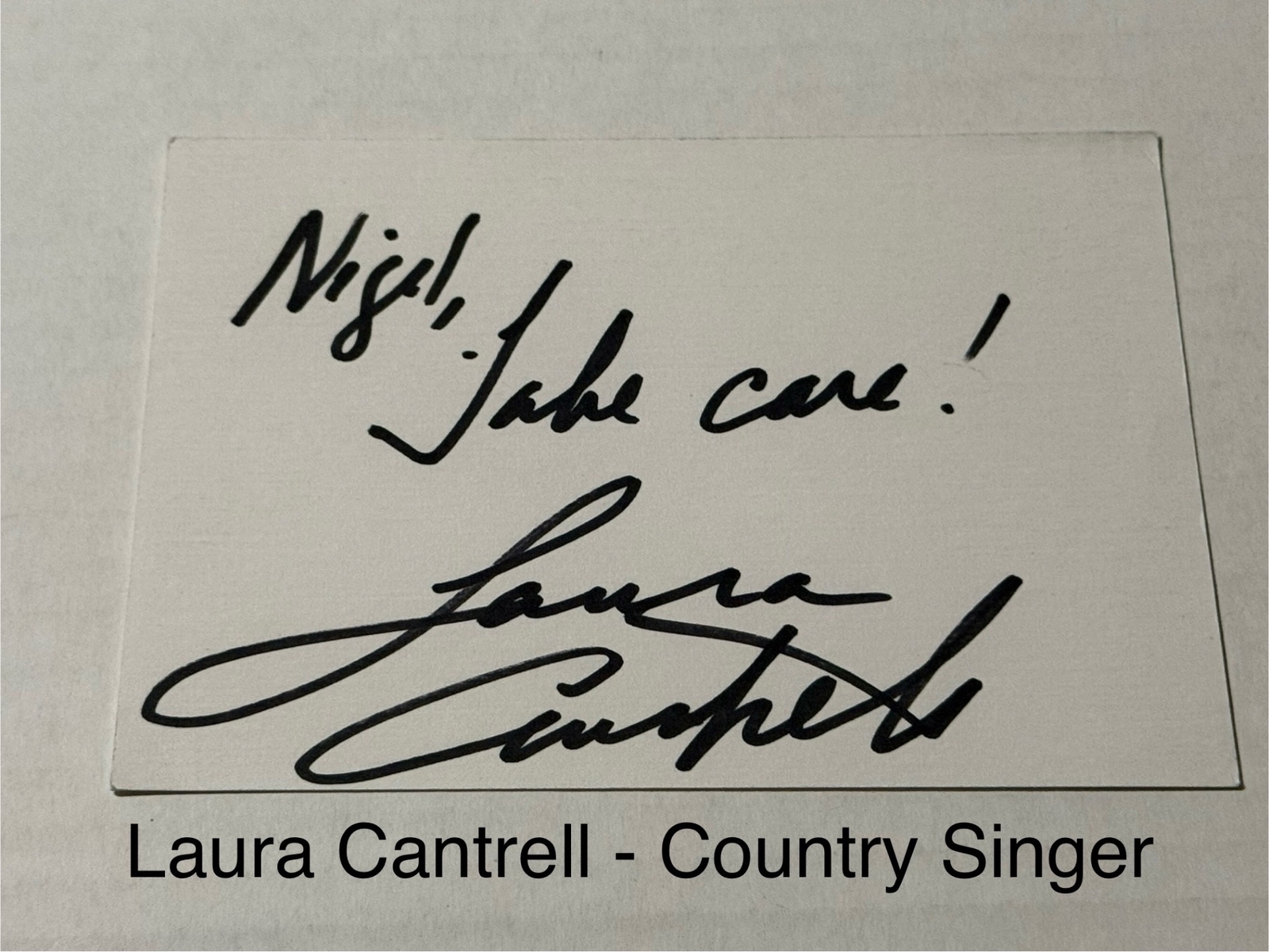 Laura Cantrell signed signed card