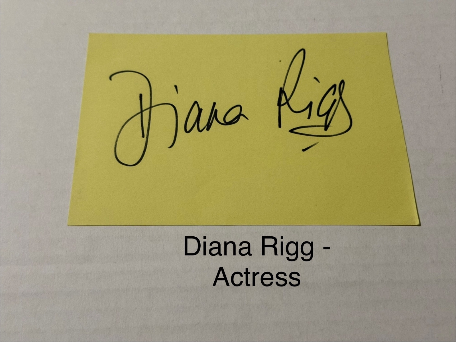 Diana Rigg signed signed card