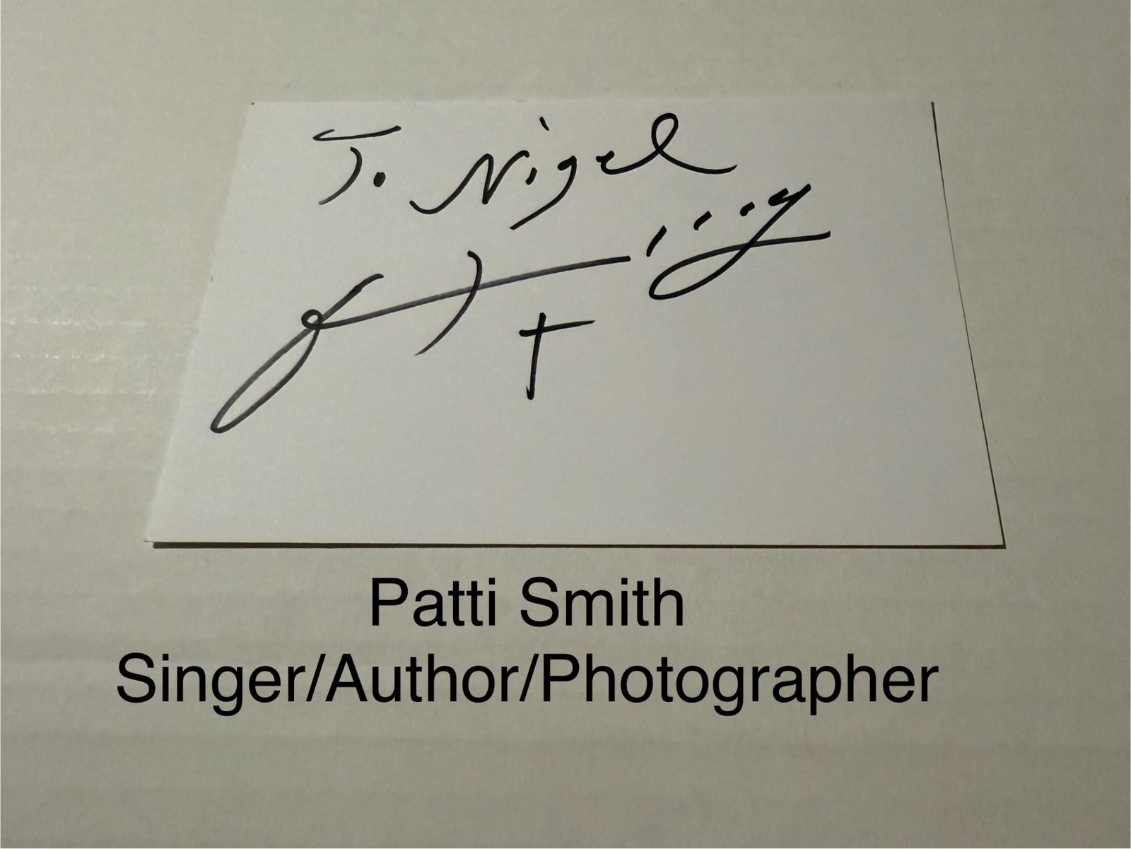 Patti Smith signed signed card