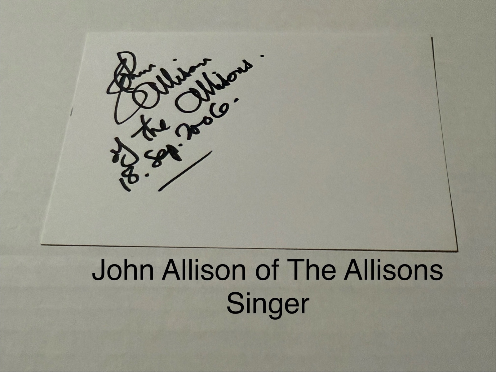 John Allison signed signed card