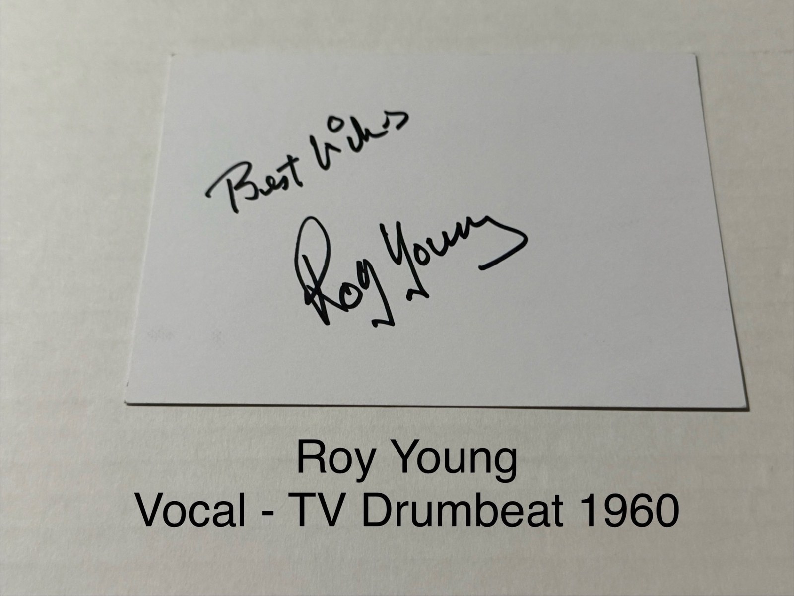 Roy Young signed signed card